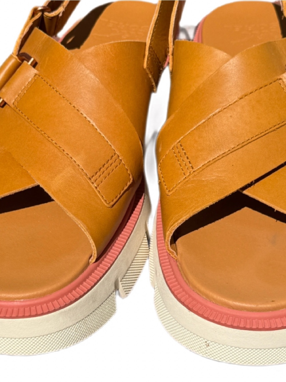 Sorel Rein CB Crisscross Platform Sandals Canyon Gold/Tan Leather Women’s 9 - Picture 8 of 11